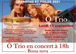 CONCERT O TRIO CHANSON ET TOILES LUNDI 13 SEPTEMBRE -18h
